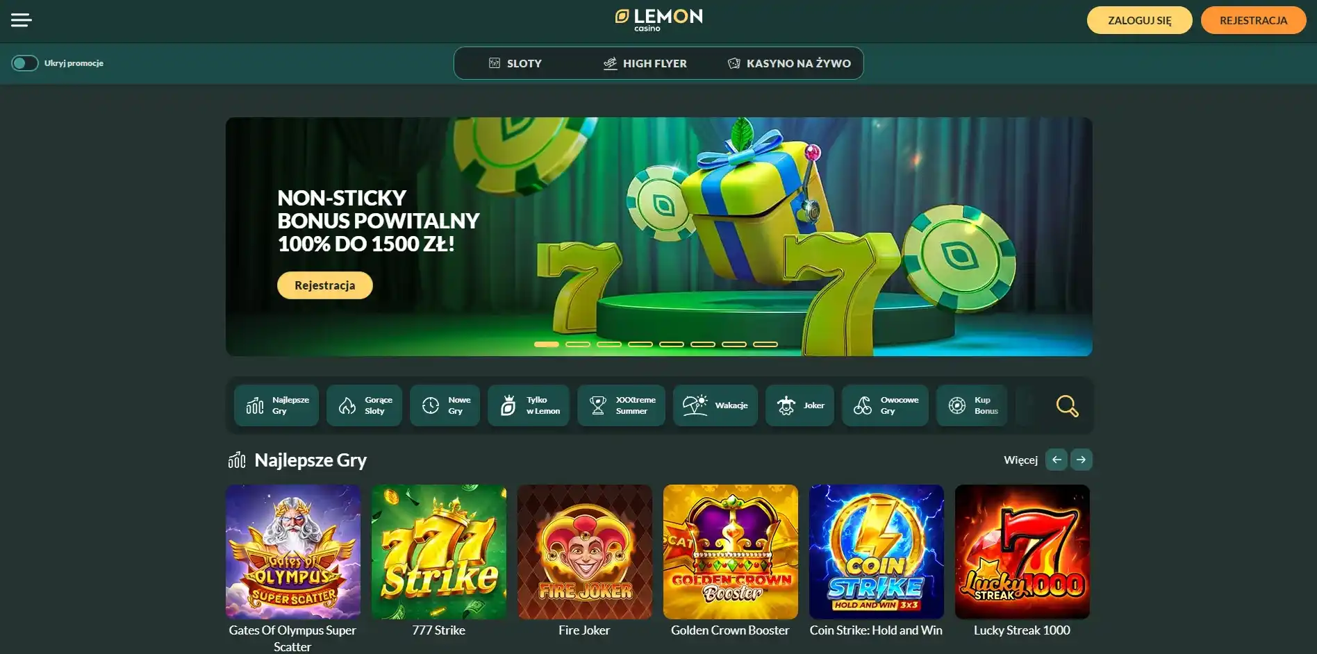 lemon casino main page
