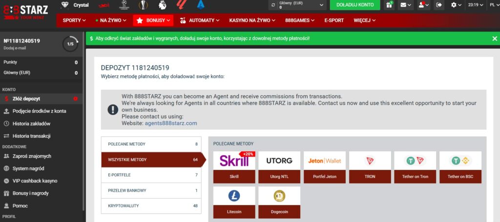 Płatności w kasynie 888starz